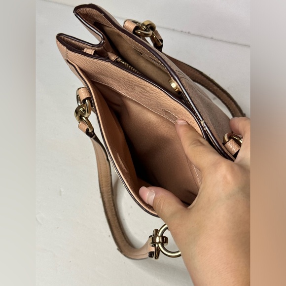 Coach Shoulder Bag Minetta Crossbody Leather Pink Beige Used - Picture 15 of 15